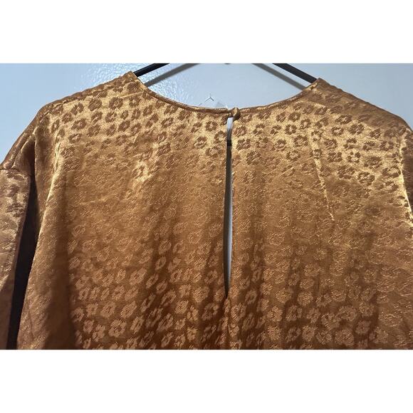 NWT Joie Tau Women's Copper Satin Leopard Printed Wrap Jumpsuit Romper - Size S - Picture 6 of 8